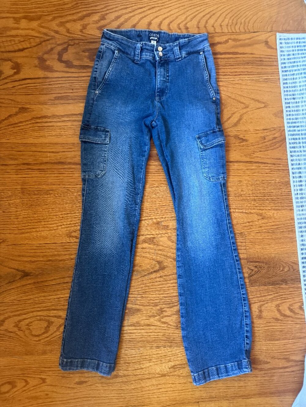 GUESS Women's Cargo Mini Bootcut Jeans 27
